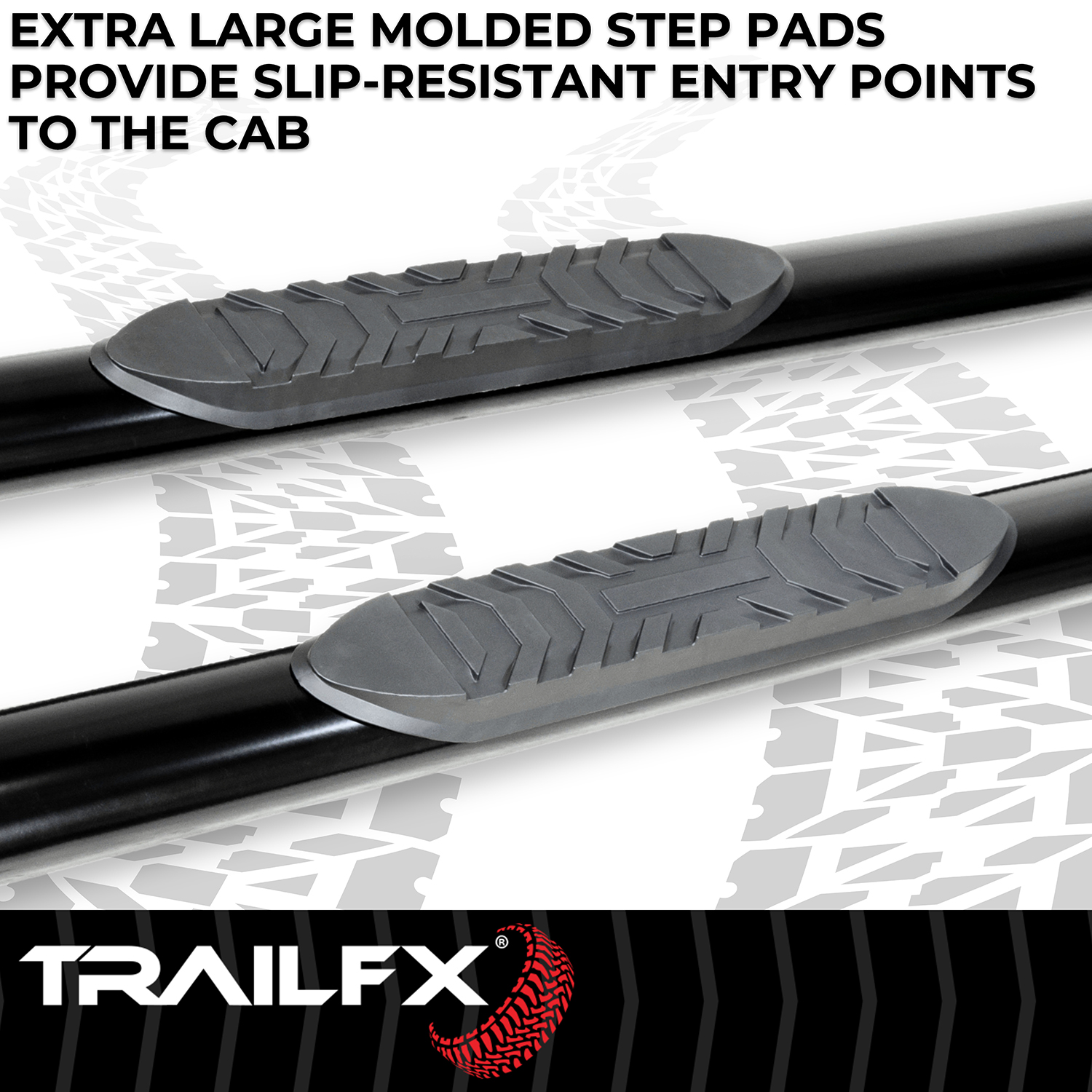 TrailFX A1537B 4 Inch Oval Straight Powder Coated Black Mild Steel Rocker Panel Mount - Image 7