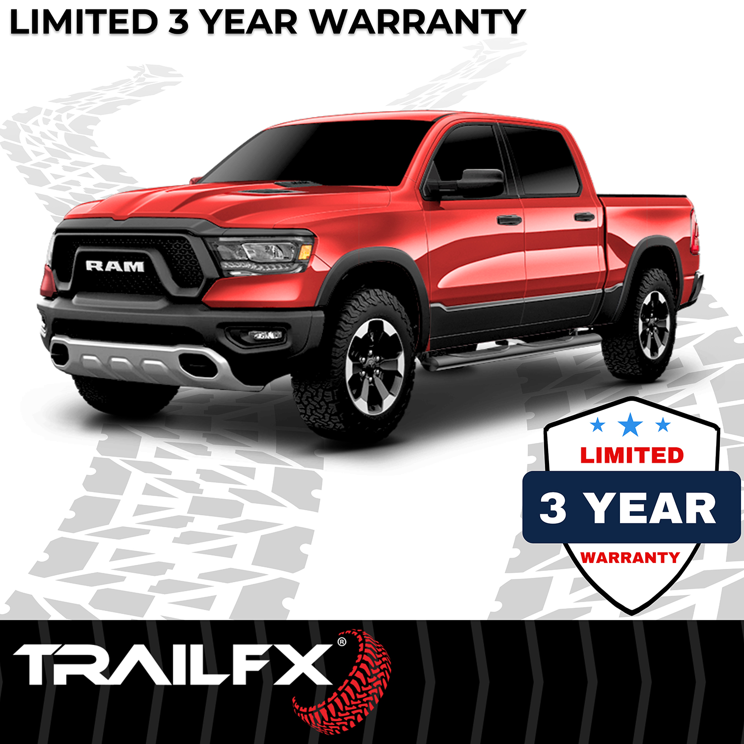TrailFX A1543B With Step Pads 4 In Oval Straight Powder Coated Black Mild Steel With Welded End - Image 2