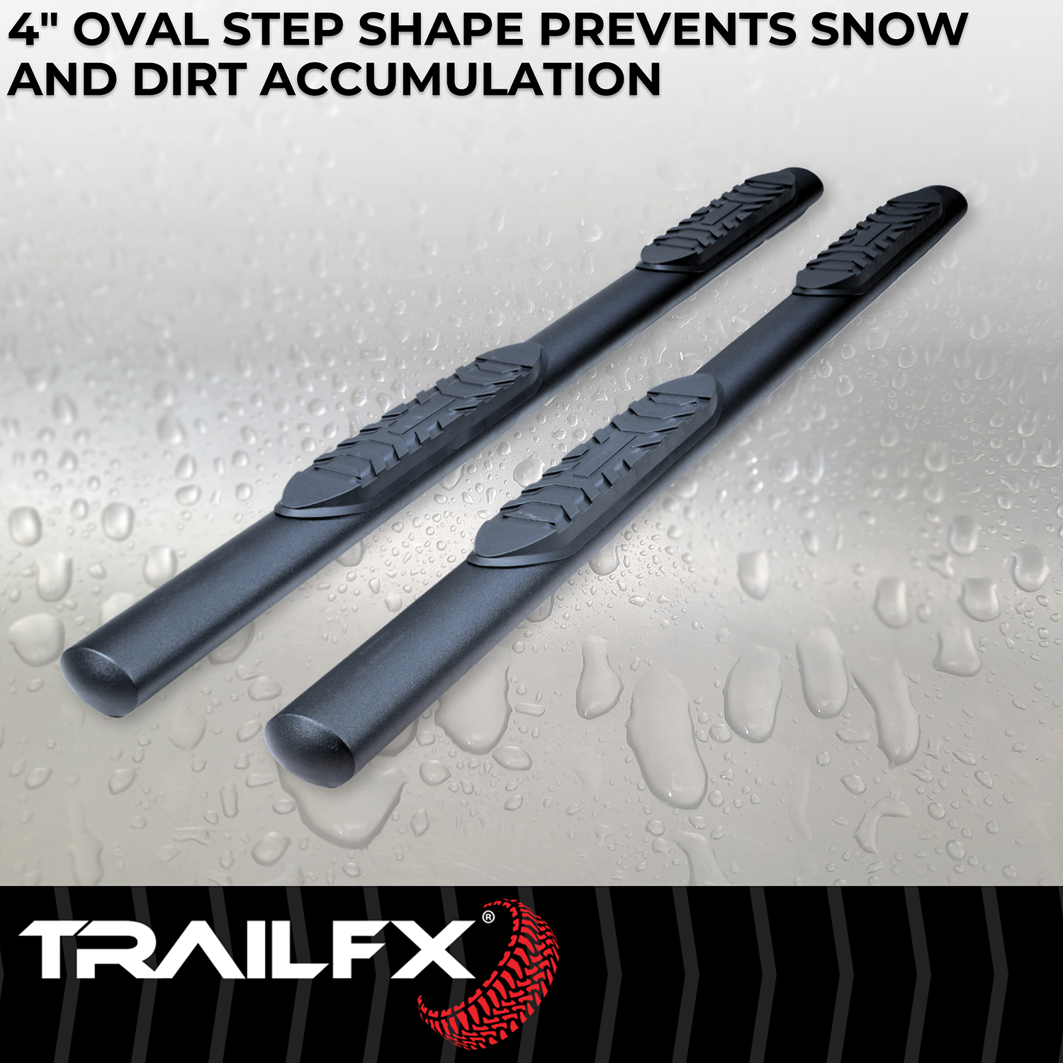 TrailFX A1545T With Step Pads 4 In Oval Straight Powder Coated Black Mild Steel With Welded End - Image 8