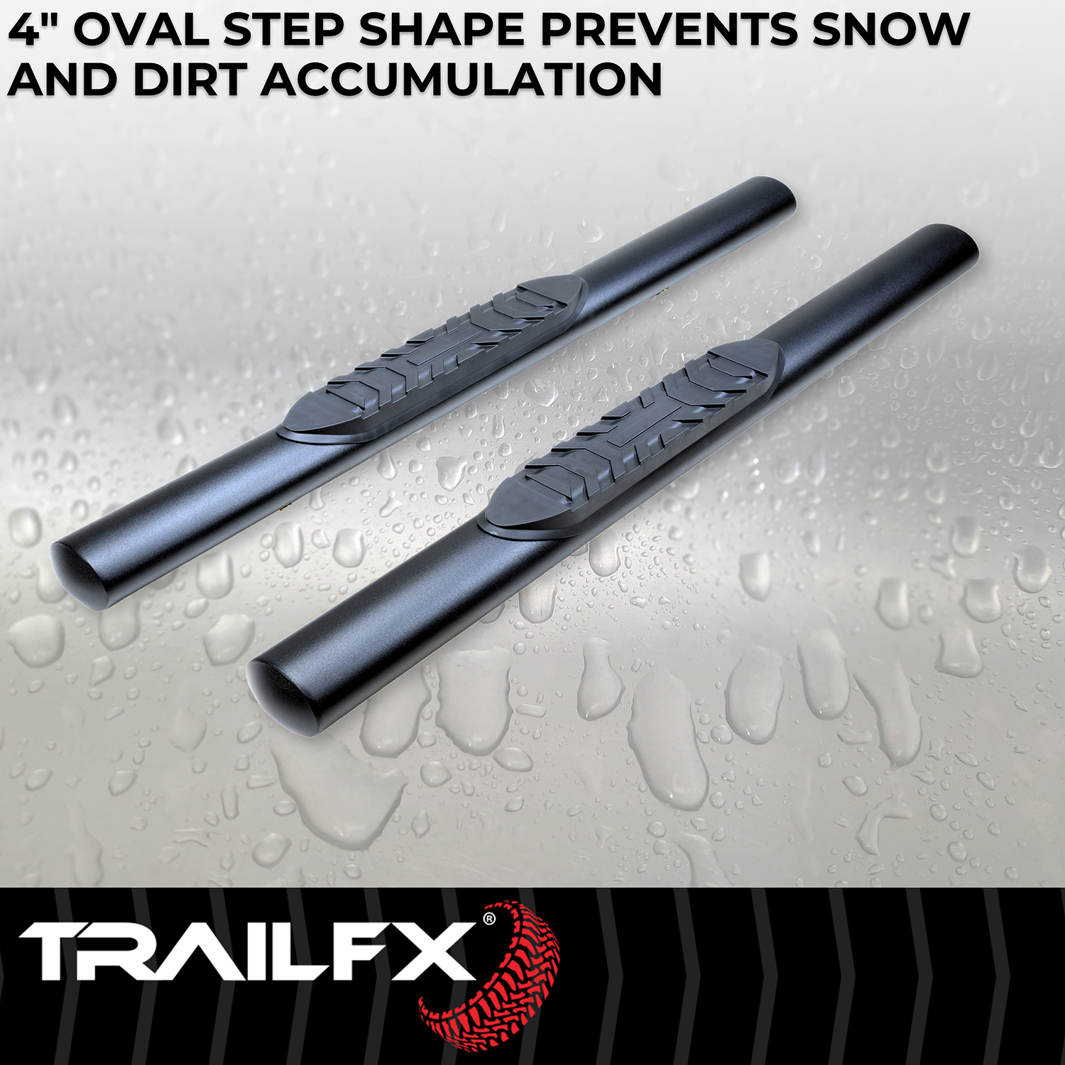 TrailFX A1546T With Step Pads 4 In Oval Straight Powder Coated Black Mild Steel With Welded End - Image 5