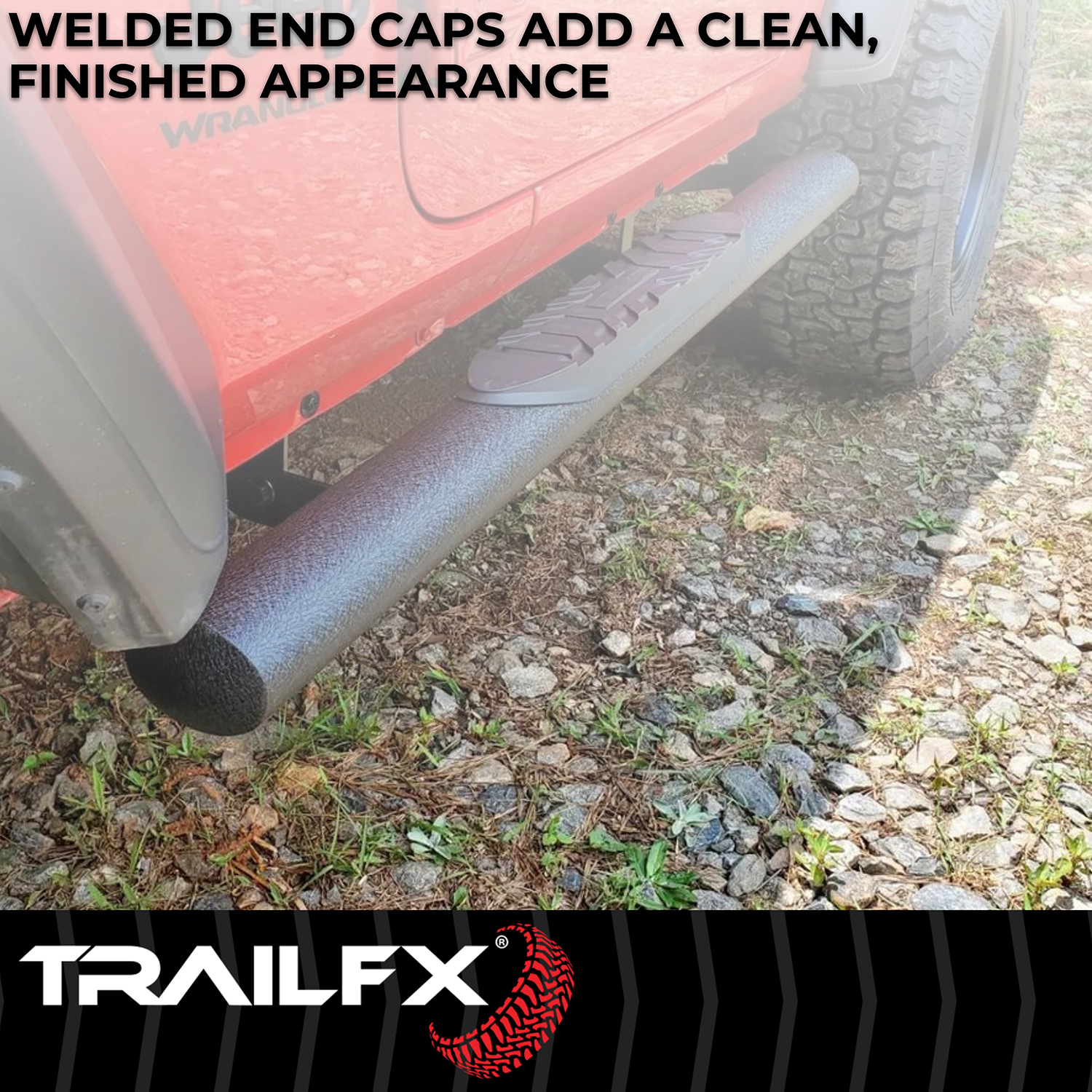 TrailFX A1546T With Step Pads 4 In Oval Straight Powder Coated Black Mild Steel With Welded End - Image 6