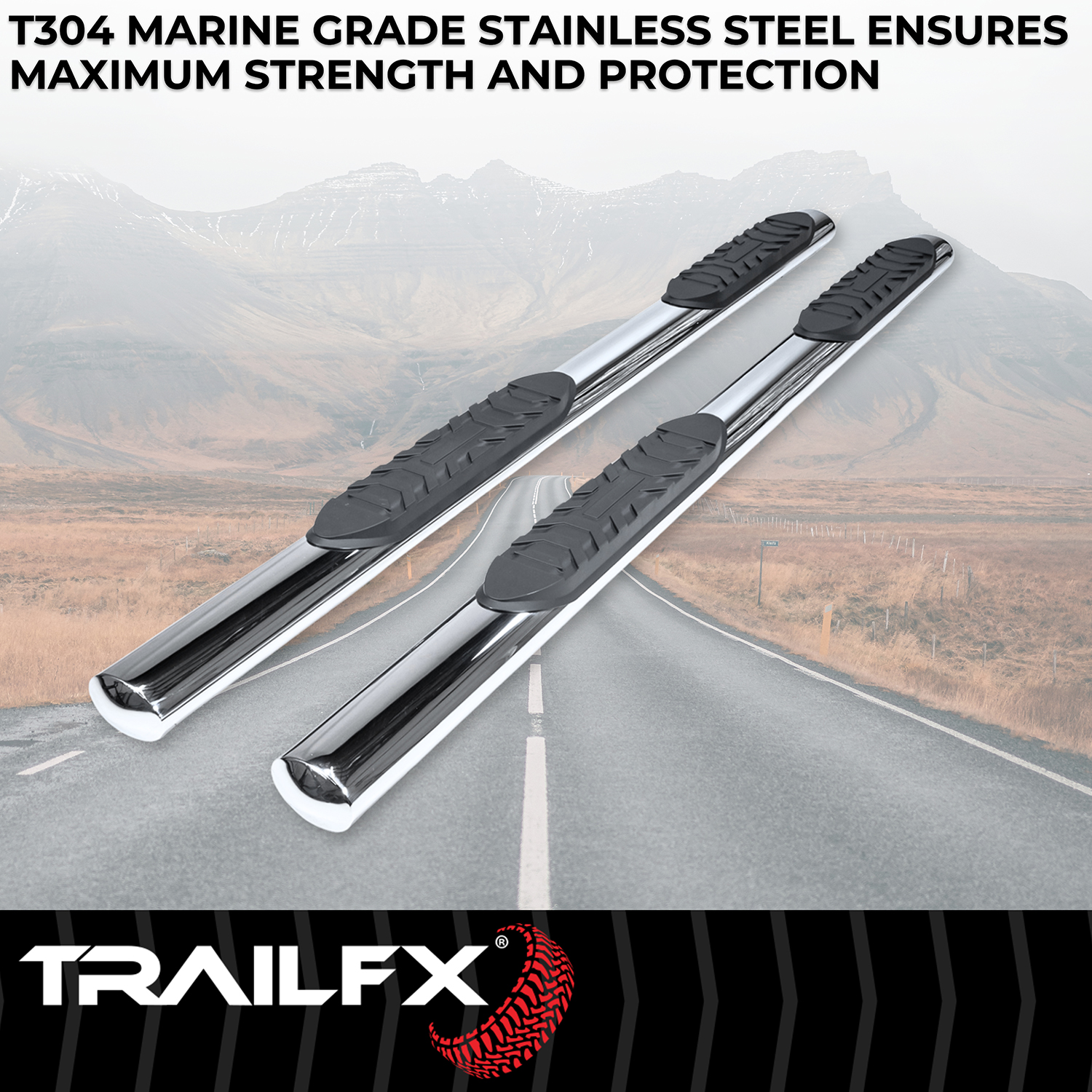 TrailFX A1561S 4 Inch Oval Straight, Rocker Panel Mount - Image 2