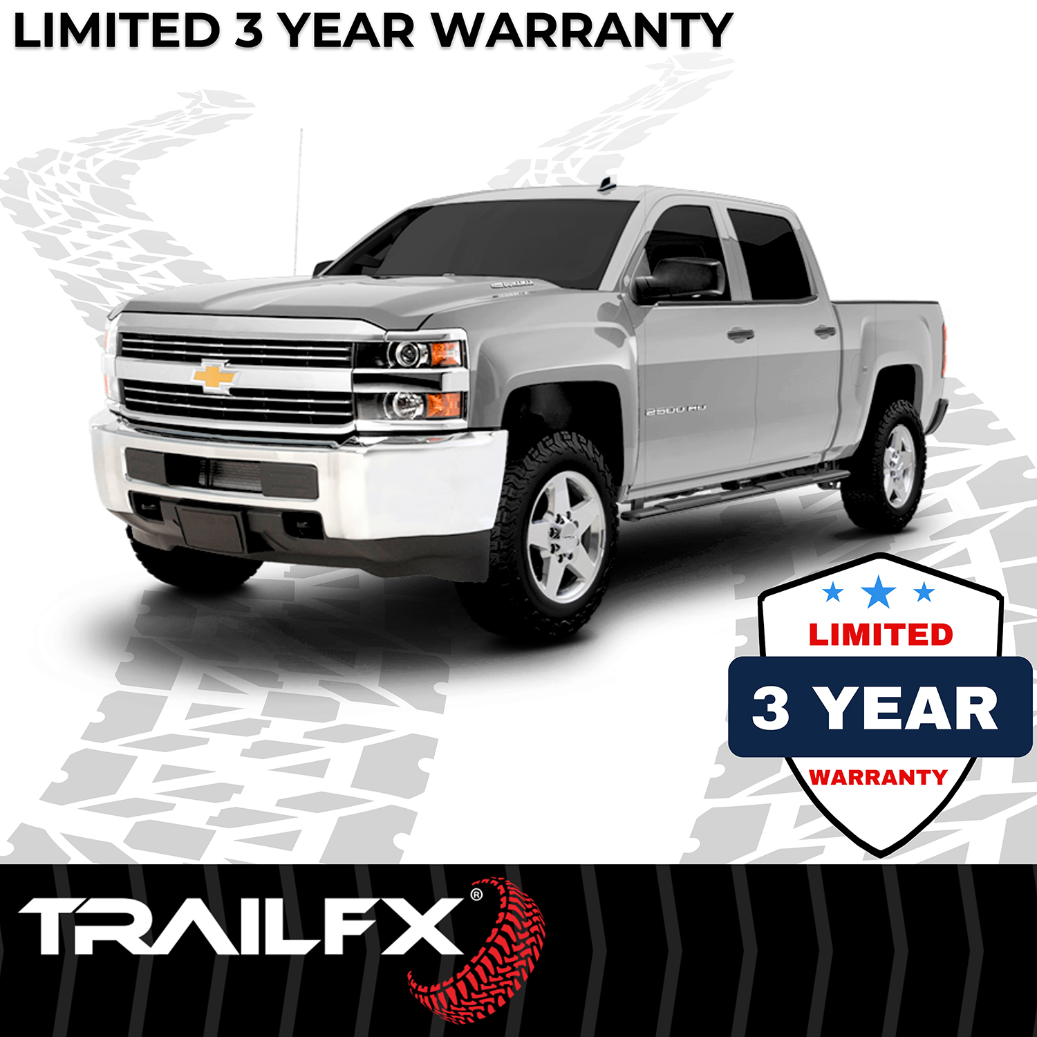TrailFX A4001B 4 Inch Trapezoid Straight Pwdr Ctd Titanium Black Steel Plastic End Caps - Image 8