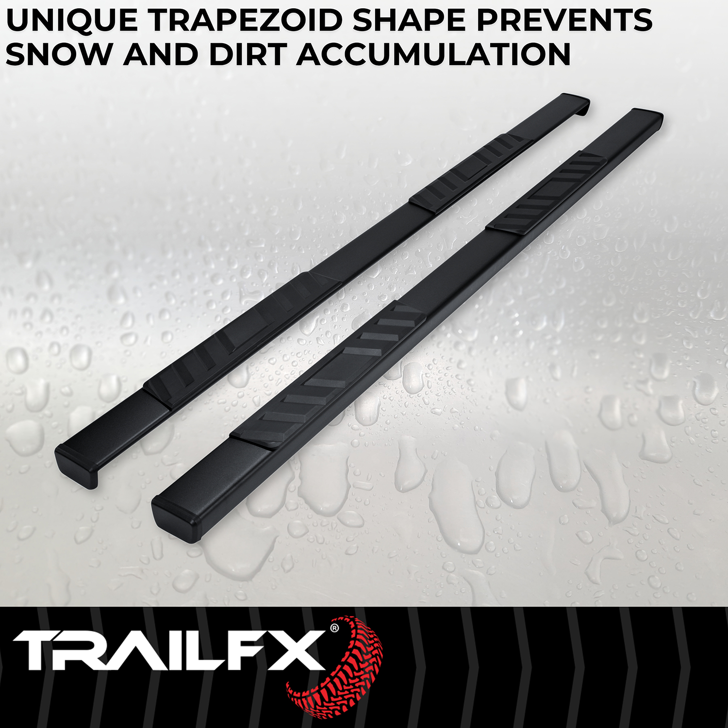 TrailFX A4002B 4 Inch Trapezoid Straight Pwdr Ctd Titanium Black Steel Plastic End Caps - Image 3