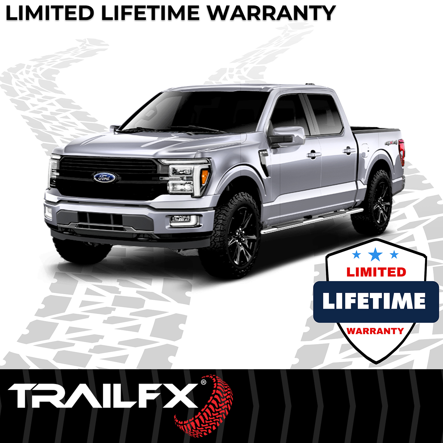 TrailFX A4004S 4 Inch Trapezoid Straight Pol Stainless Steel Plastic End Caps - Image 3