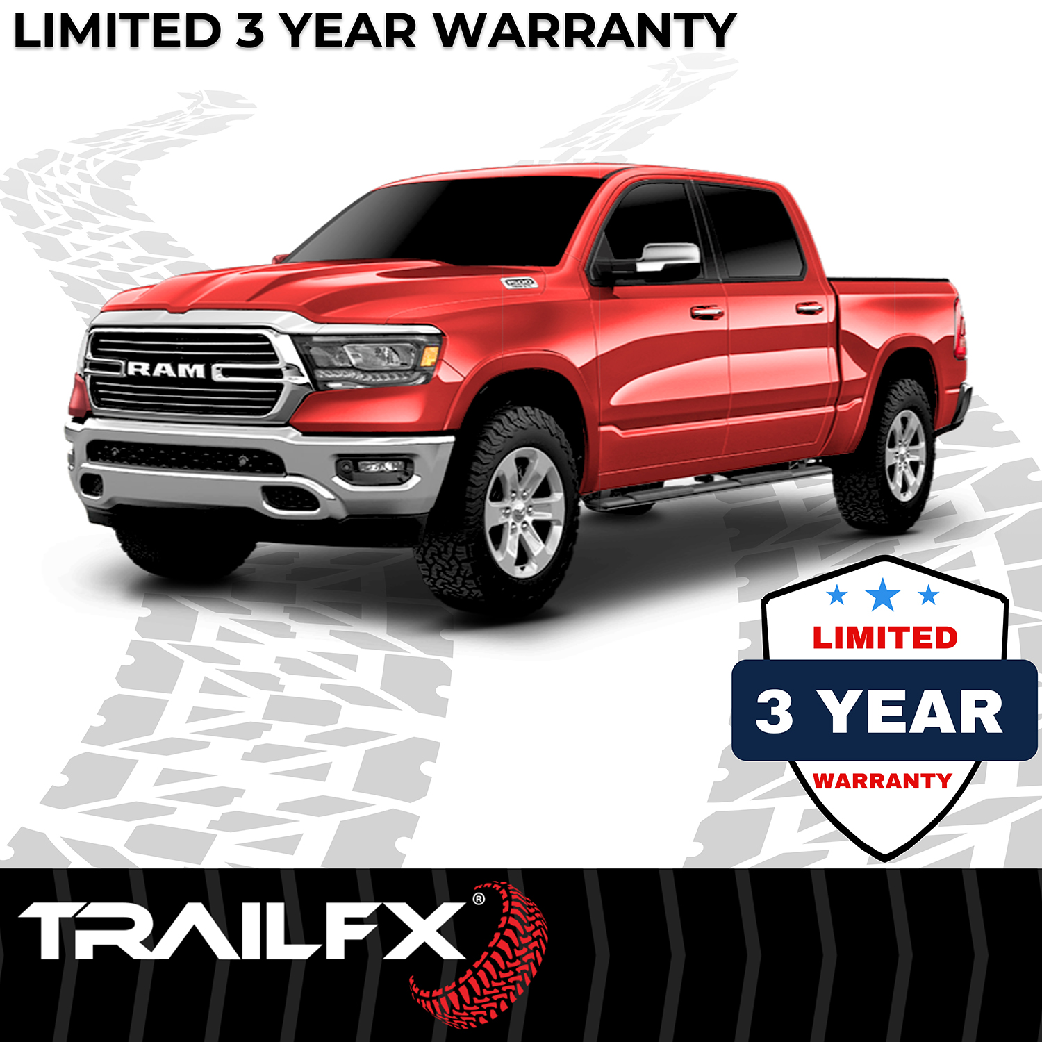 TrailFX A4011B 4 Inch Trapezoid Straight Pwdr Ctd Titanium Black Steel Plastic End Caps - Image 2