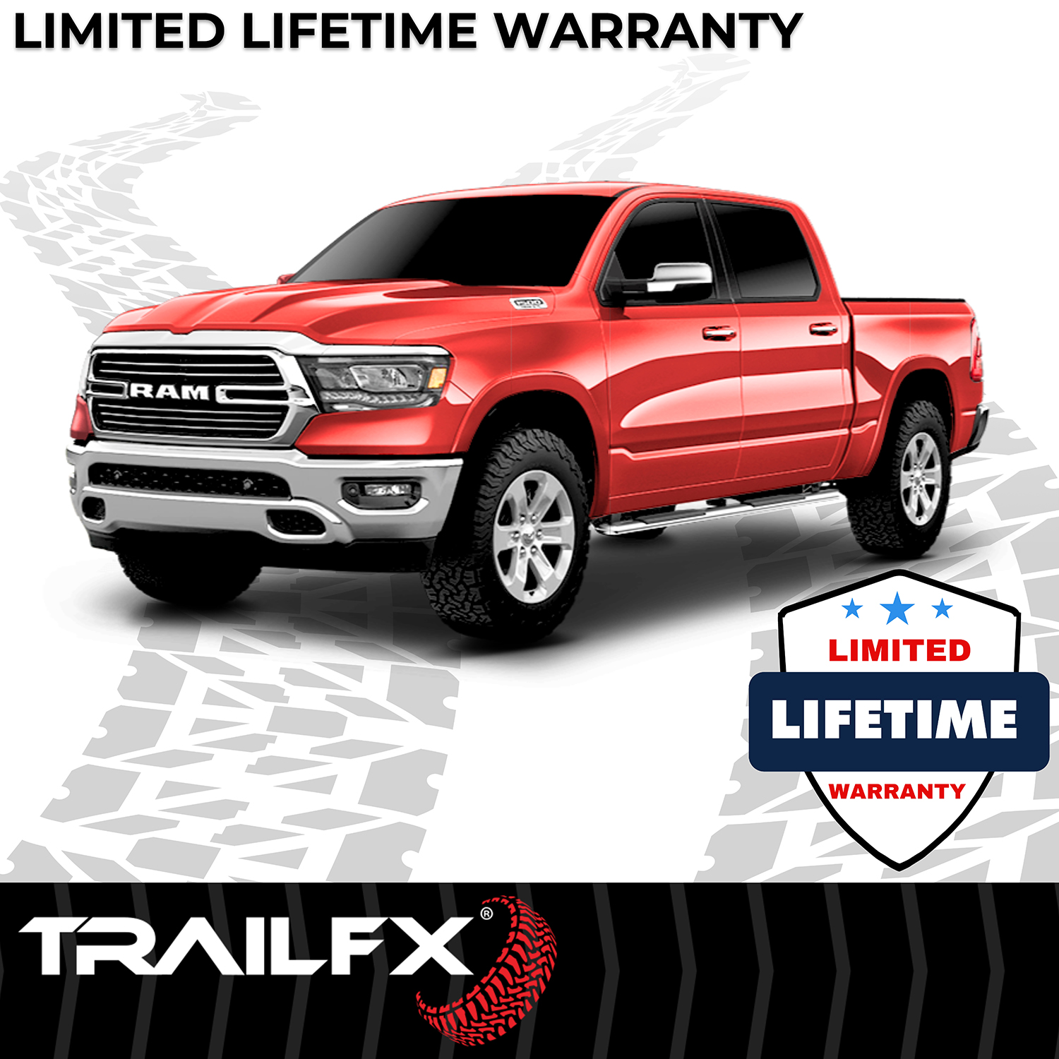 TrailFX A4012S 4 Inch Trapezoid Straight Pol Stainless Steel Plastic End Caps - Image 4