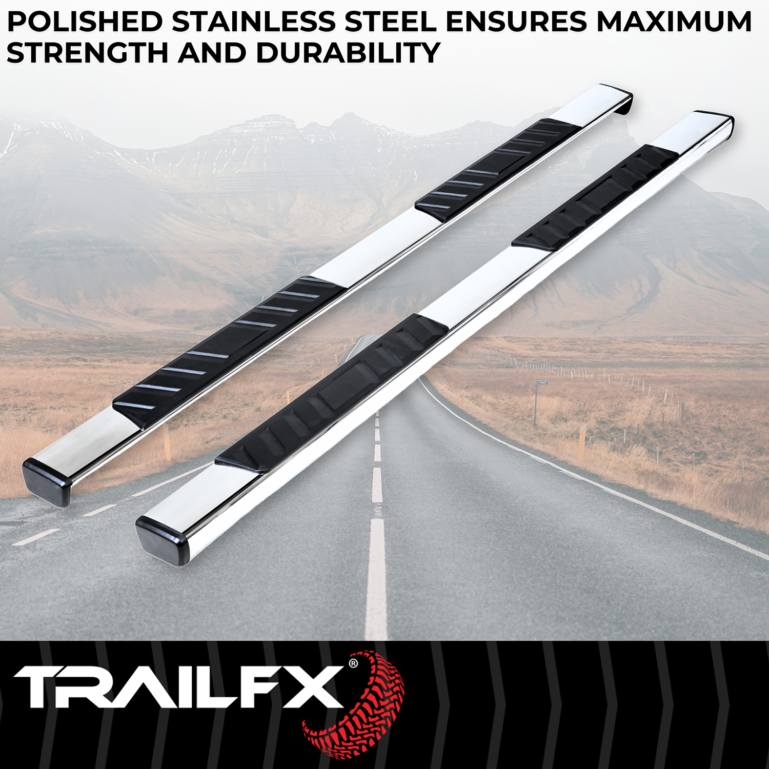 TrailFX A4014S 4 Inch Trapezoid Straight Pol Stainless Steel Plastic End Caps - Image 7
