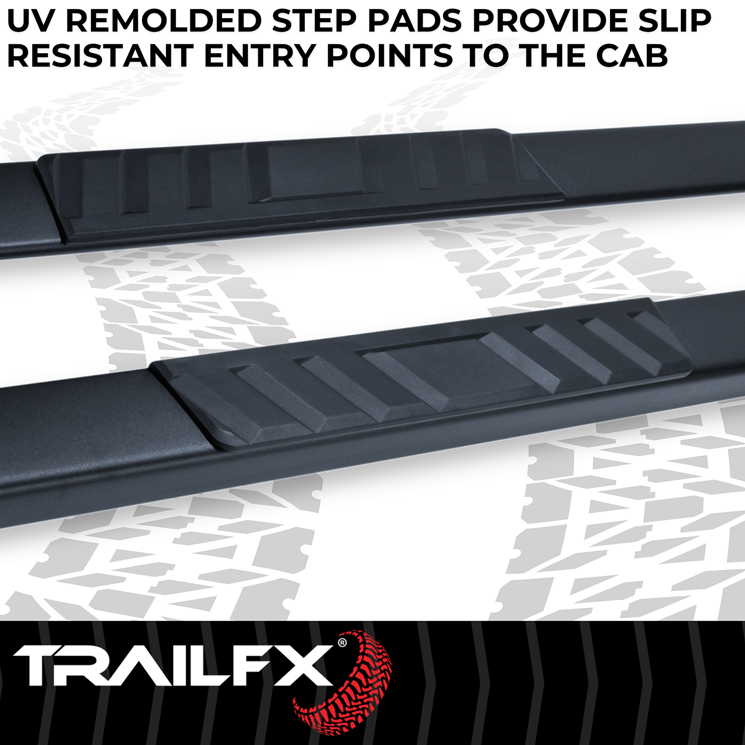 TrailFX A4016B With Step Pads 4 In Trapezoidal Straight Powder Coated Titanium Black Steel With - Image 8