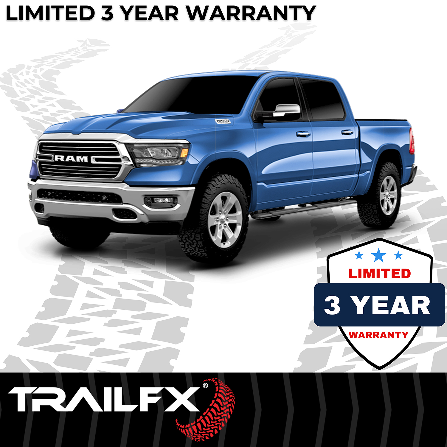 TrailFX A4016B With Step Pads 4 In Trapezoidal Straight Powder Coated Titanium Black Steel With - Image 4