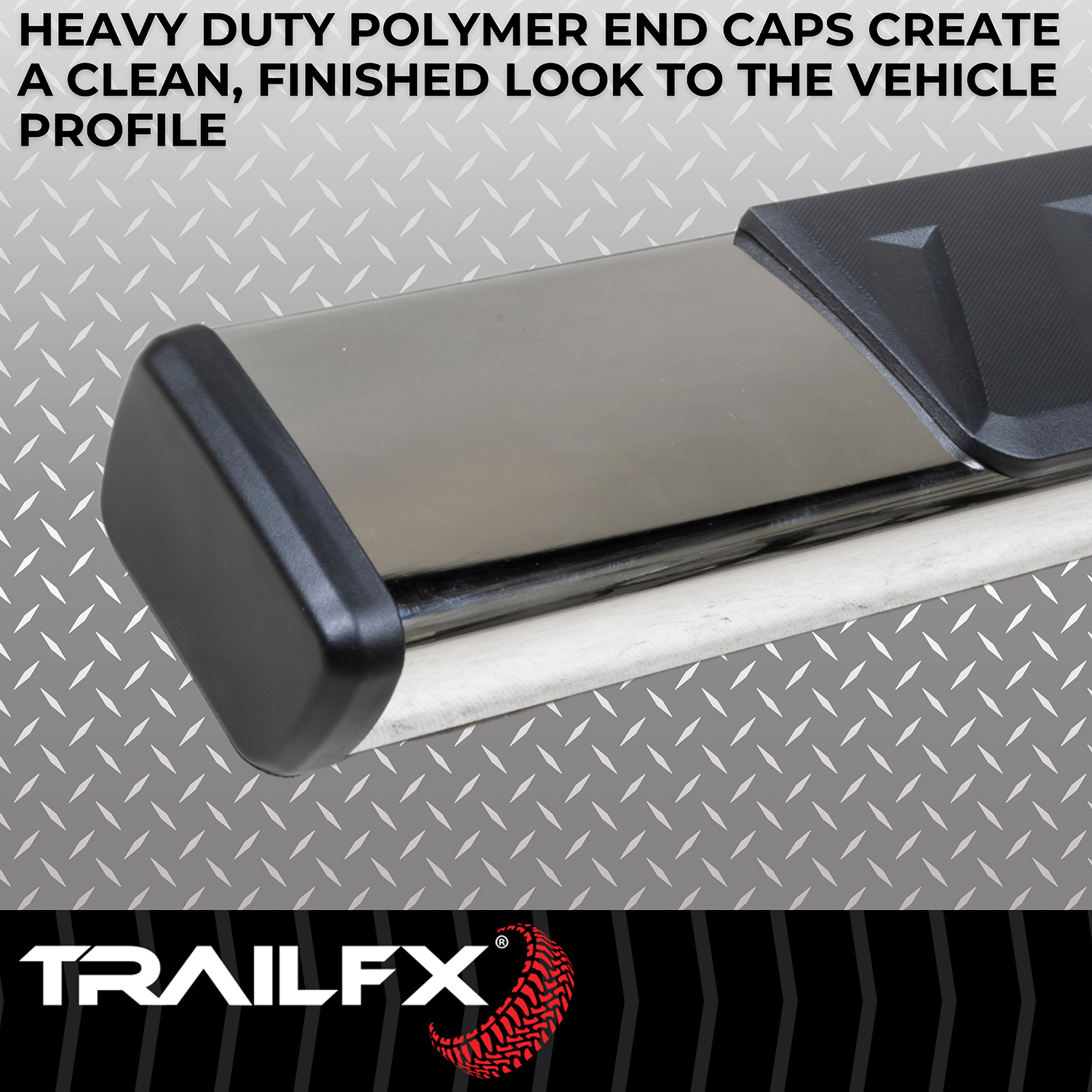 TrailFX A4017S With Step Pads 4 In Trapezoidal Straight Pol Stainless Steel With Plastic End Ca - Image 3