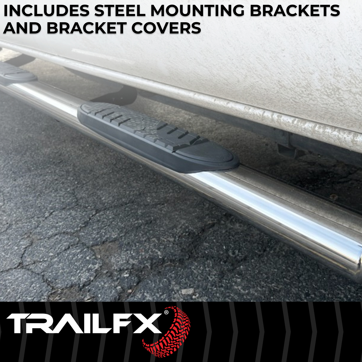 TrailFX A7010S 5 Inch Oval Straight Pol Stainless Steel Rocker Panel Mount - Image 6