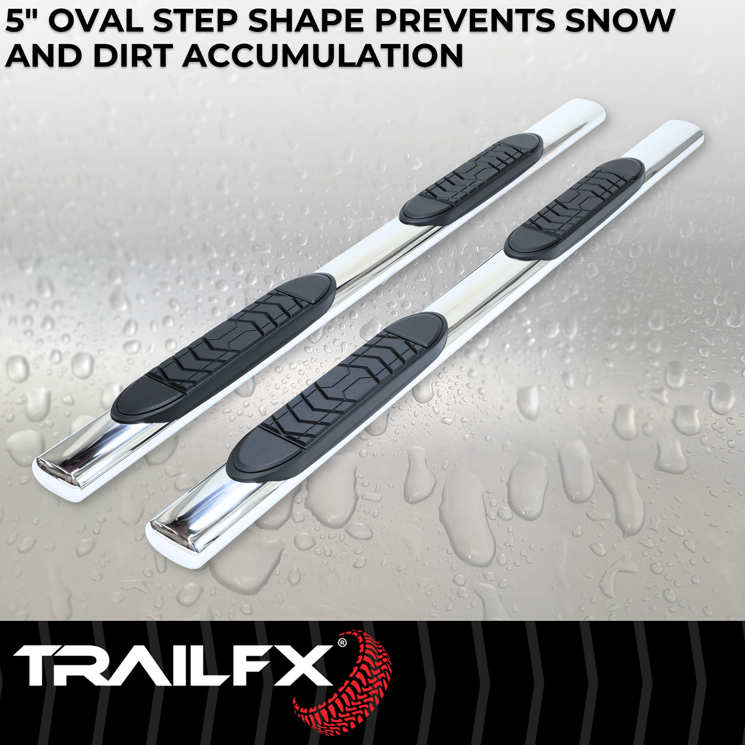 TrailFX A7048S With Bed Step 5 Inch Oval Straight Pol Stainless Steel Rocker Panel Mount - Image 6
