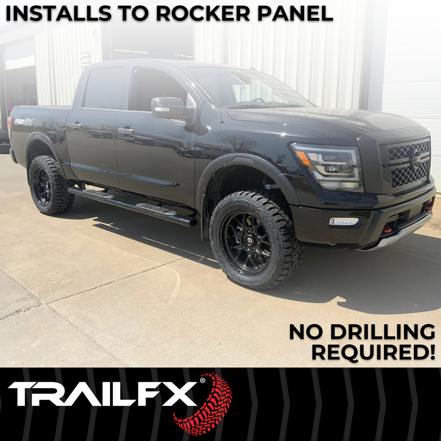TrailFX A7054B 5 Inch Oval Straight Powder Coated Black Steel Rocker Panel Mount - Image 7