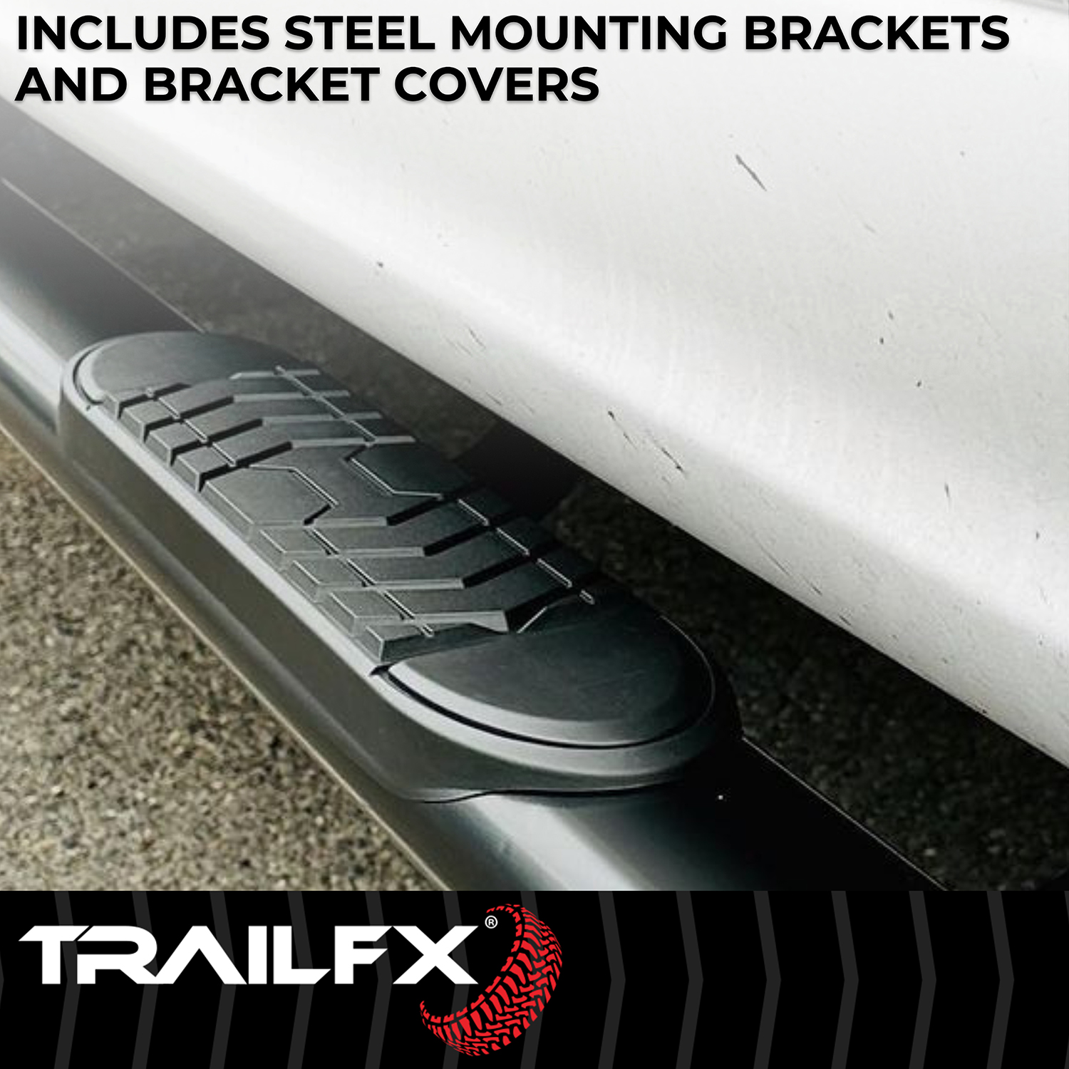 TrailFX A7064B 5 Inch Oval Bent Powder Coated Black Steel Rocker Panel Mount - Image 6