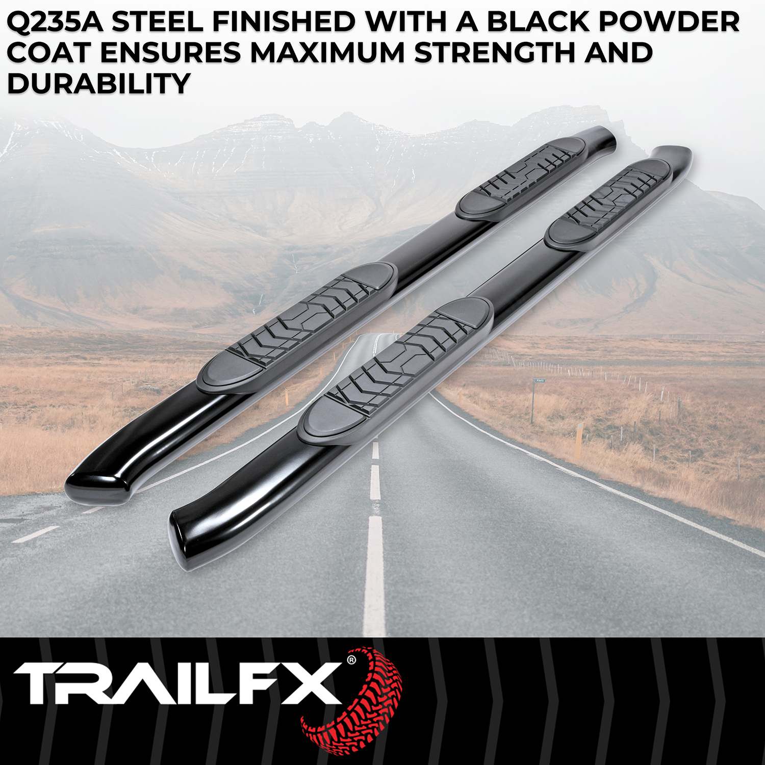 TrailFX A7067B 5 Inch Oval Bent Powder Coated Black Steel Rocker Panel Mount - Image 4