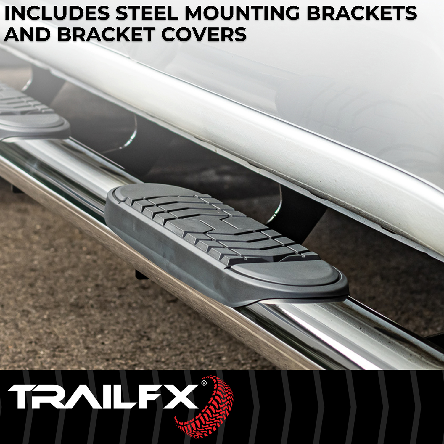 TrailFX A7078S 5 Inch Oval Bent Pol Stainless Steel Rocker Panel Mount - Image 7
