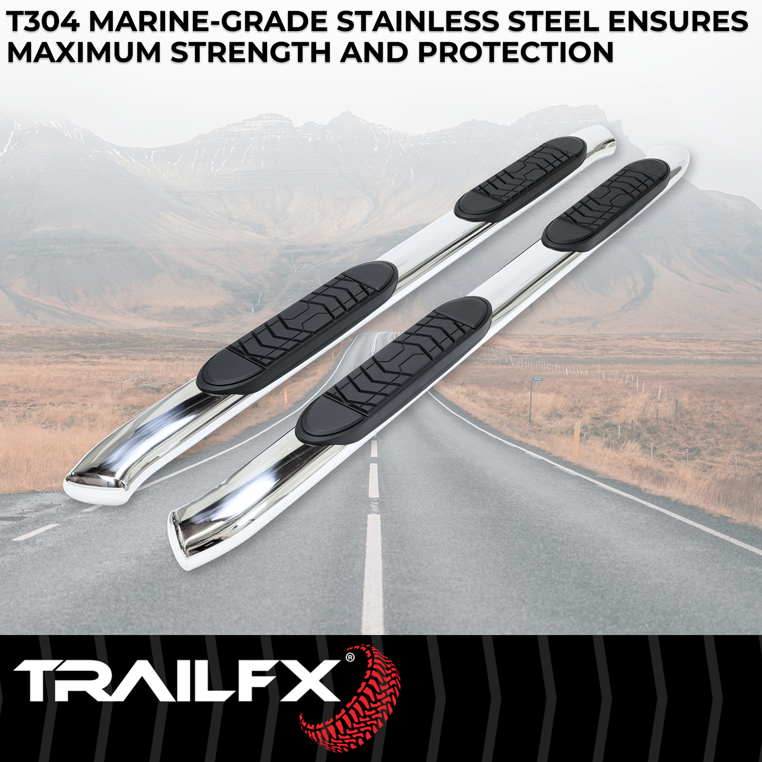 TrailFX A7081S With Step Pads 5 In Oval Bent Pol Stainless Steel With Welded End Caps Rocker Pa - Image 7