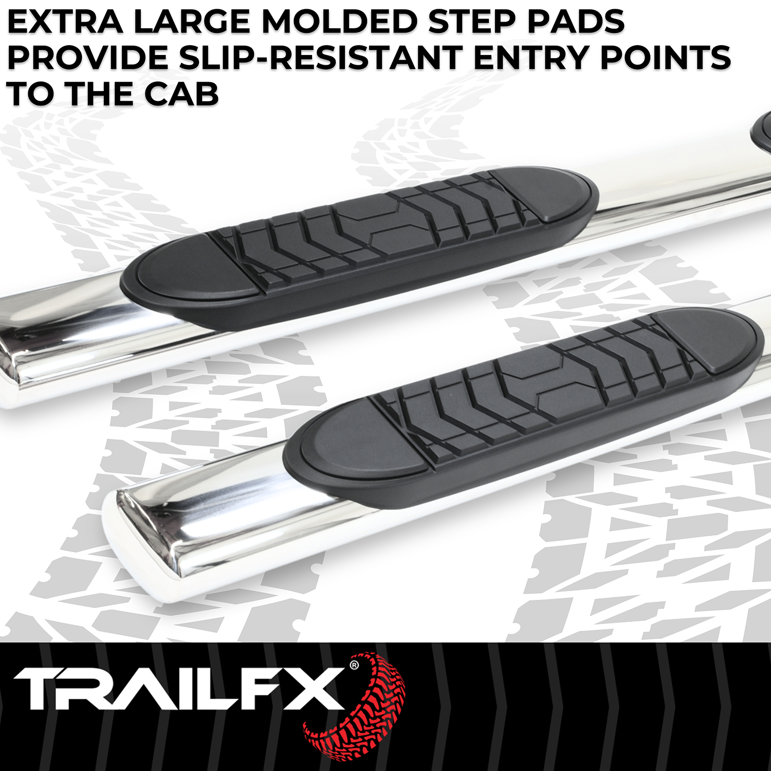 TrailFX A7084S With Step Pads 5 In Oval Straight Pol Stainless Steel With Welded End Caps Rocke - Image 6