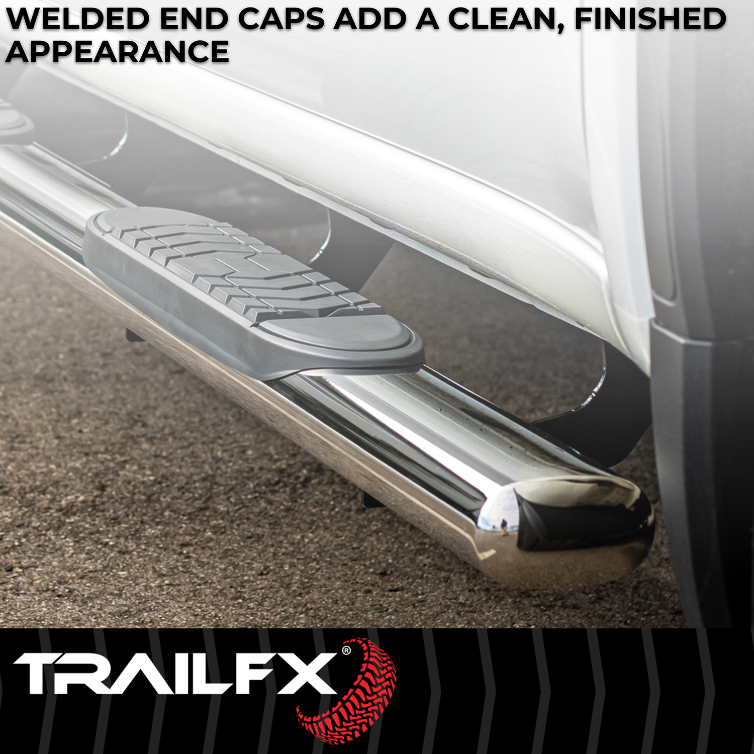 TrailFX A7084S With Step Pads 5 In Oval Straight Pol Stainless Steel With Welded End Caps Rocke - Image 4