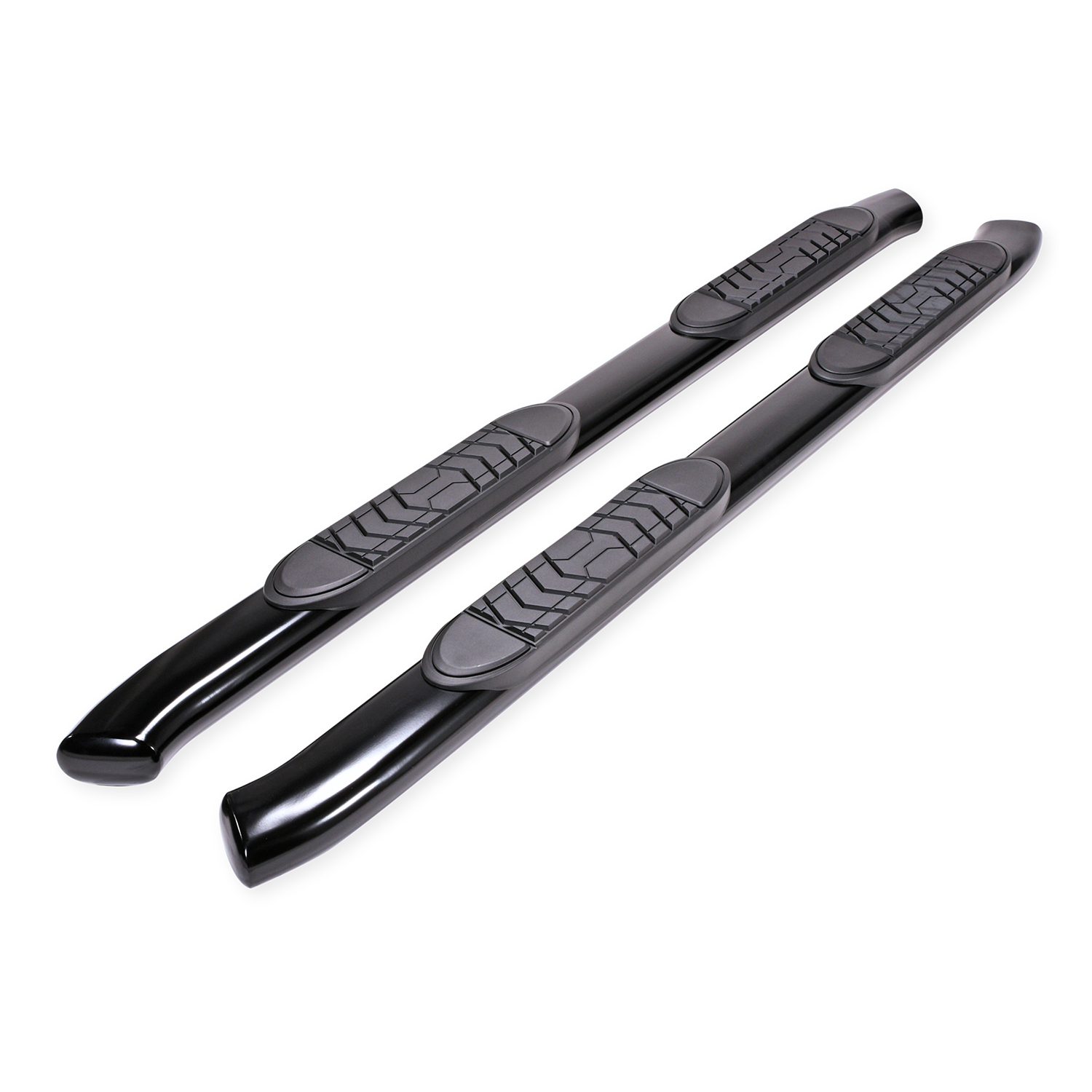 TrailFX A7085B With Step Pads 5 In Oval Bent Powder Coated Black Steel With Welded End Caps Roc - Image 3