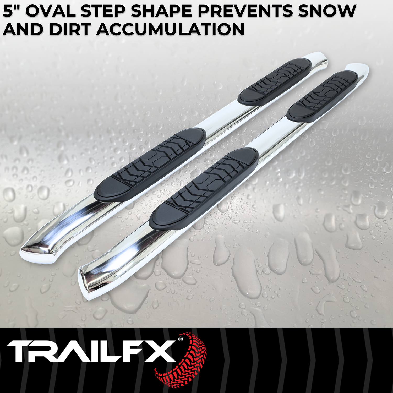 TrailFX A7085S With Step Pads 5 In Oval Bent Pol Stainless Steel With Welded End Caps Rocker Pa - Image 7