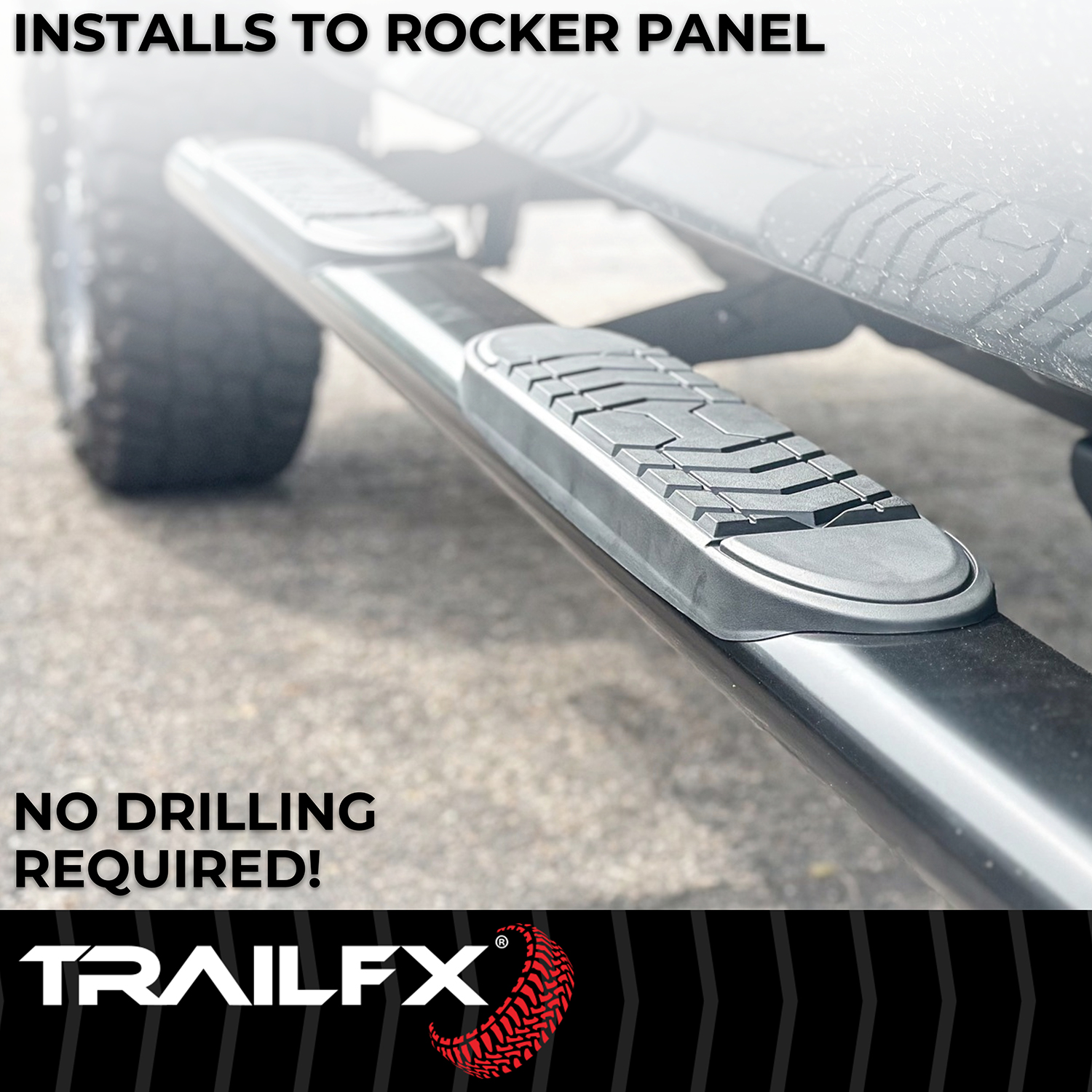 TrailFX A7086B With Step Pads 5 In Oval Bent Powder Coated Black Steel With Welded End Caps Roc - Image 7