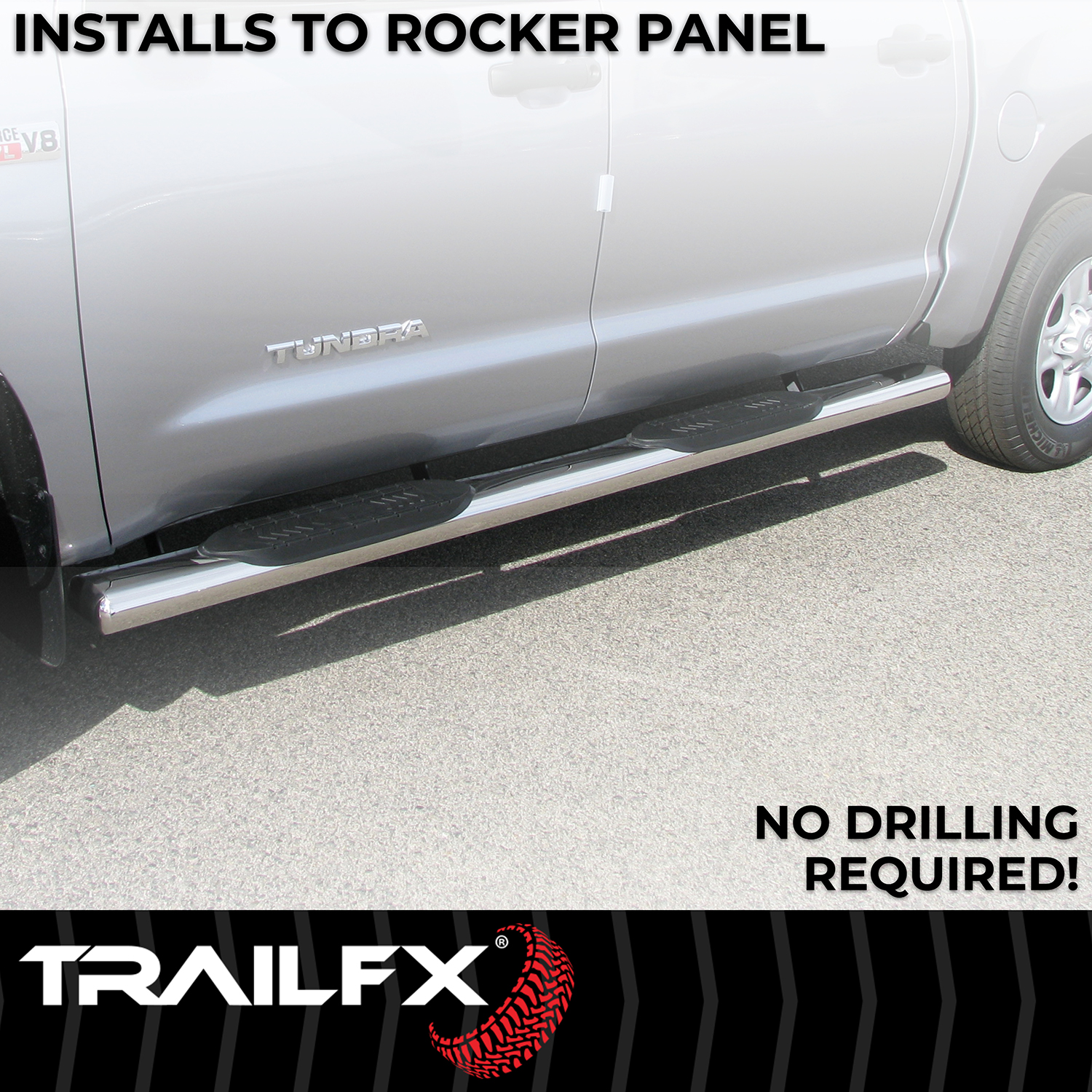 TrailFX A8220S 6 Inch Oval Straight Pol Stainless Steel Rocker Panel Mount - Image 3