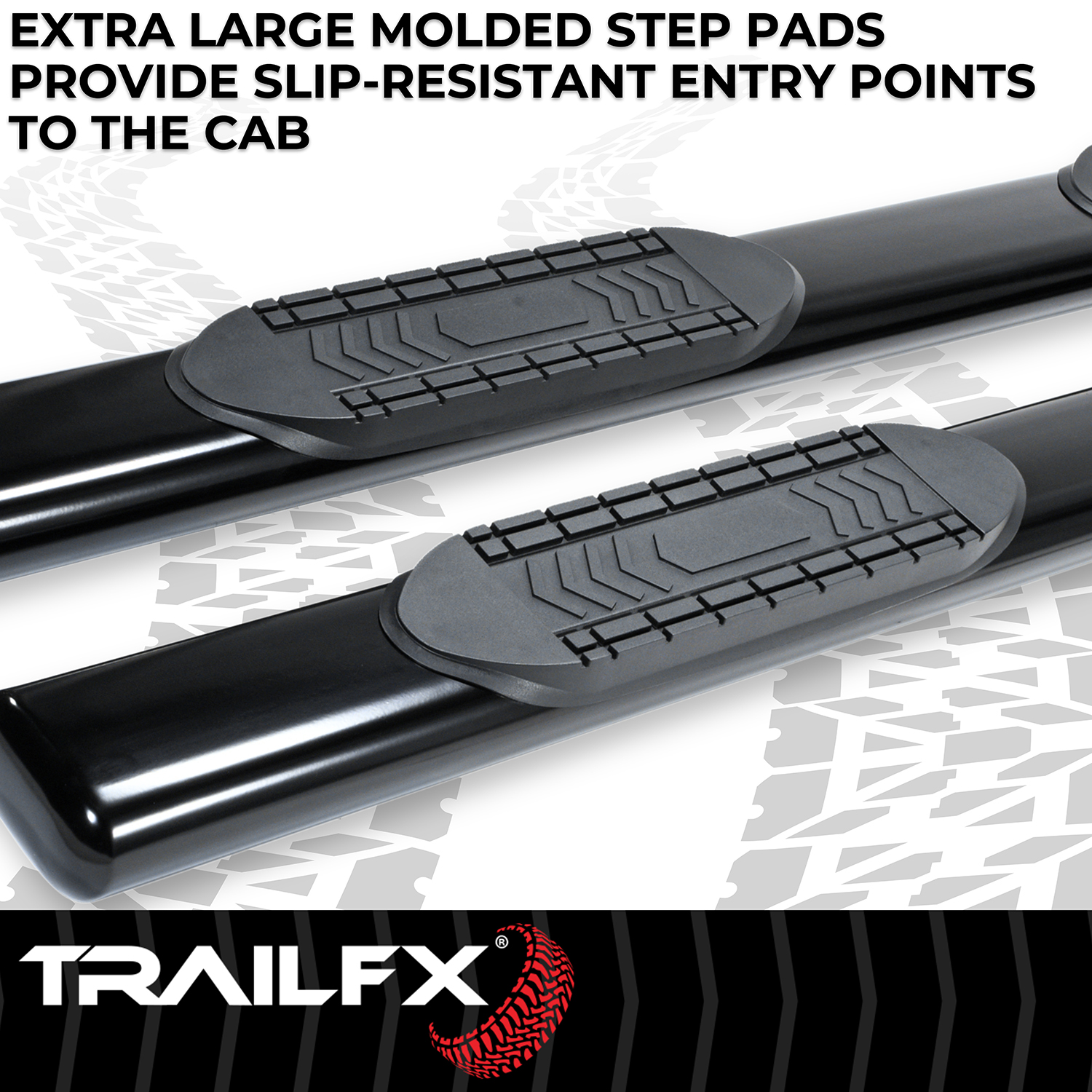 TrailFX A8221B 6 Inch Oval Straight Powder Coated Black Steel Rocker Panel Mount - Image 2