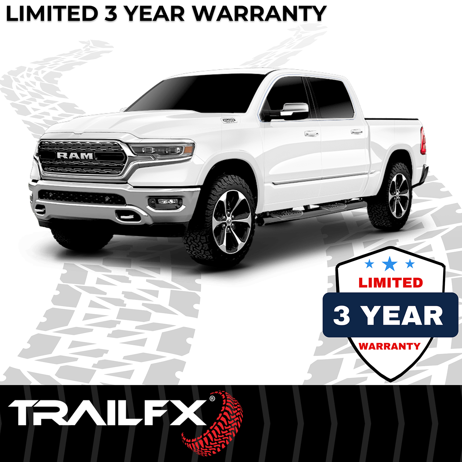 TrailFX A8244B 6 Inch Oval Straight Powder Coated Black Steel Rocker Panel Mount - Image 6