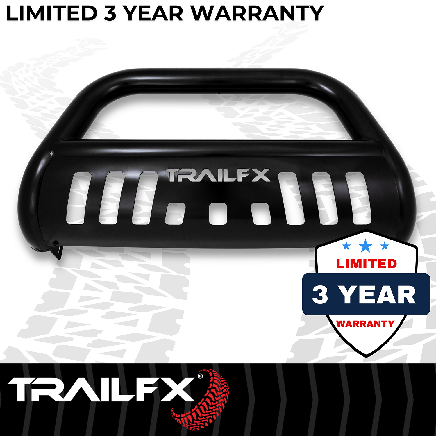 TrailFX B0036B Powder Coated Black Steel 3 In Dia With Skid Plate With Holes For Optional Light - Image 5